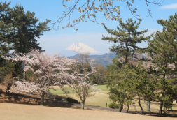 会員宅からの春の富士とゴルフ場